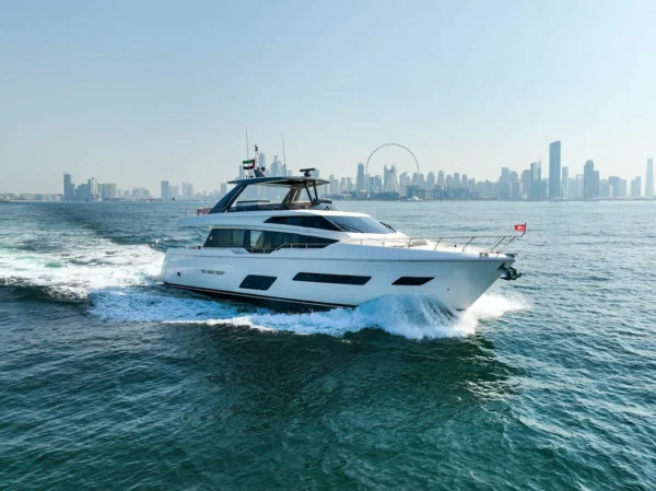 Pershing 52ft White Yacht Side