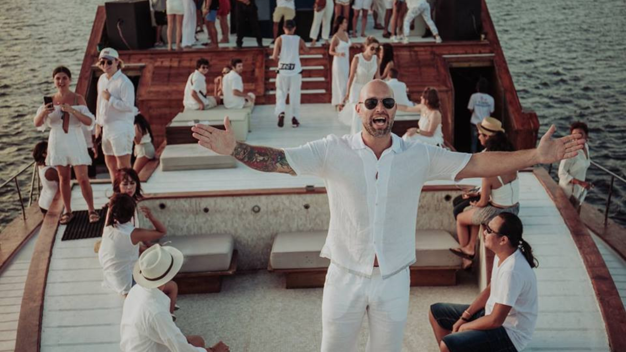 all white themed yacht